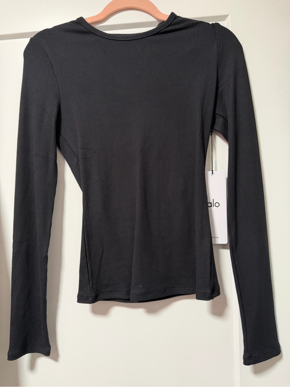 ALO Yoga Black Ribbed Long Sleeve Crew Top
